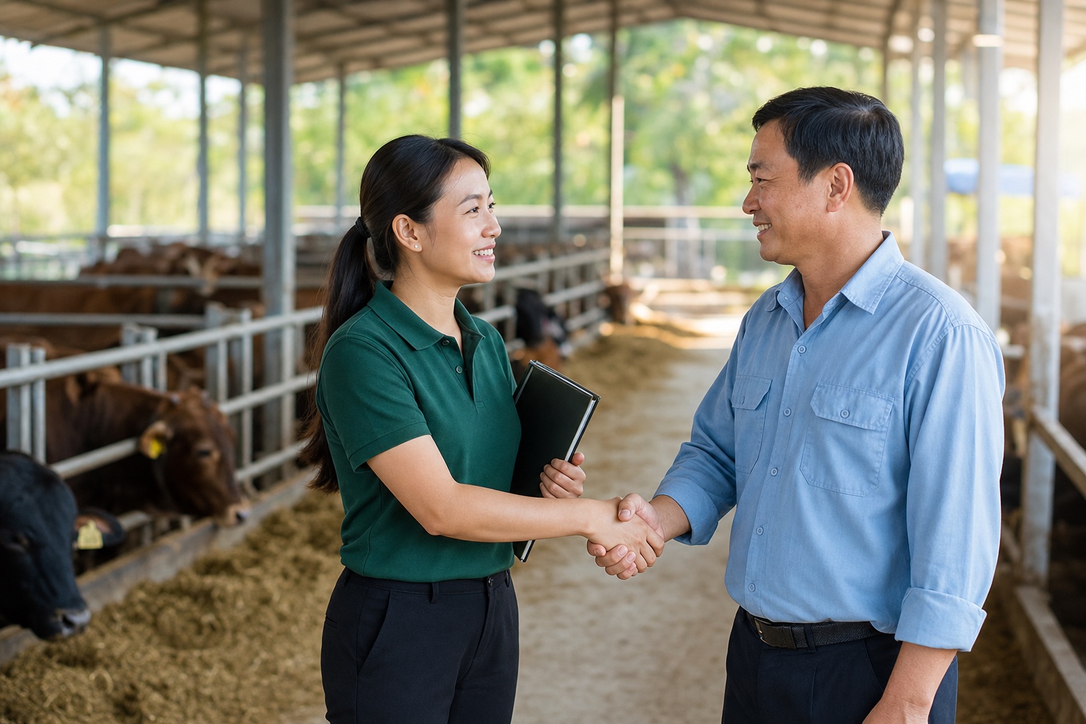 Nhân viên Helia đồng hành cùng khách hàng tại trang trại