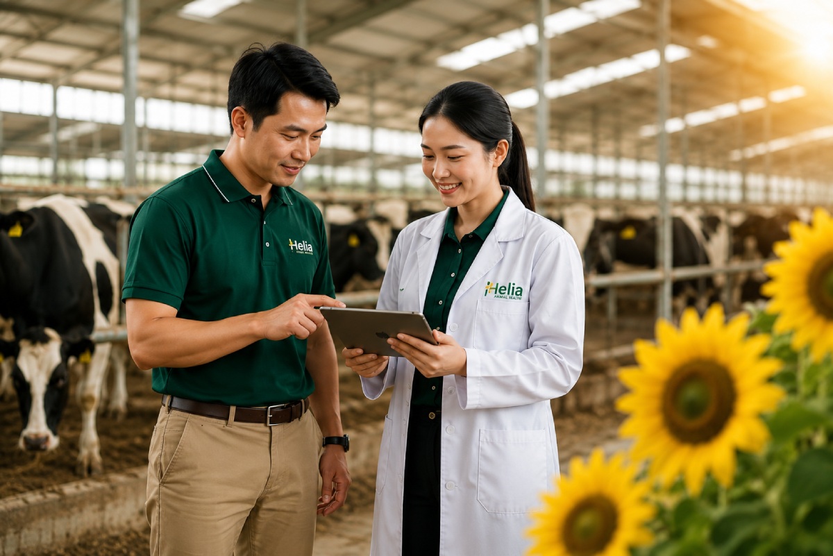 Đội ngũ Helia tư vấn giải pháp chăn nuôi và thú y tại trang trại